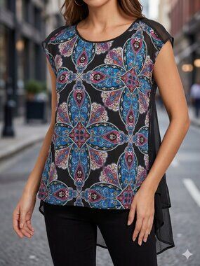 nicole by nicole miller Polyester Visual Paisley Print Blouse Boho‎